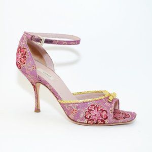 Prada Pink Embroidered D'Orsay Heels 35/5